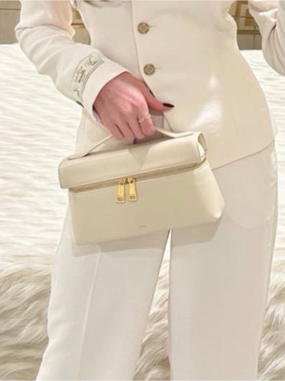 JW PEI Cream Mini Top-Handle Bag with Gold Hardware